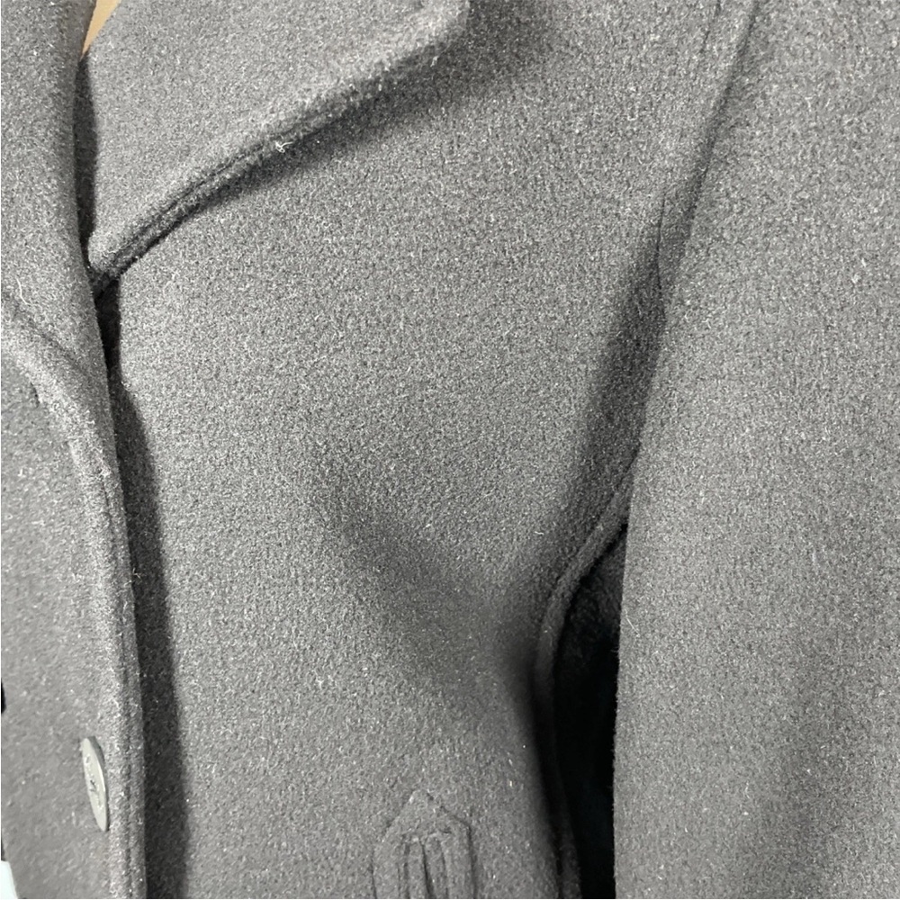 LL Bean Double Breasted Lambswool Peacoat Women’s Size 10 Petite Black Classic - Picture 6 of 8